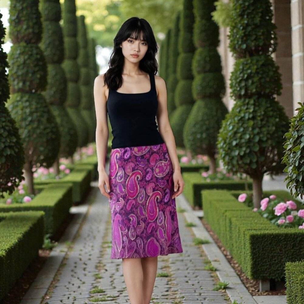 Vintage Rampage Pink Paisley Skirt Y2K Boho Romantic Whimsigoth M